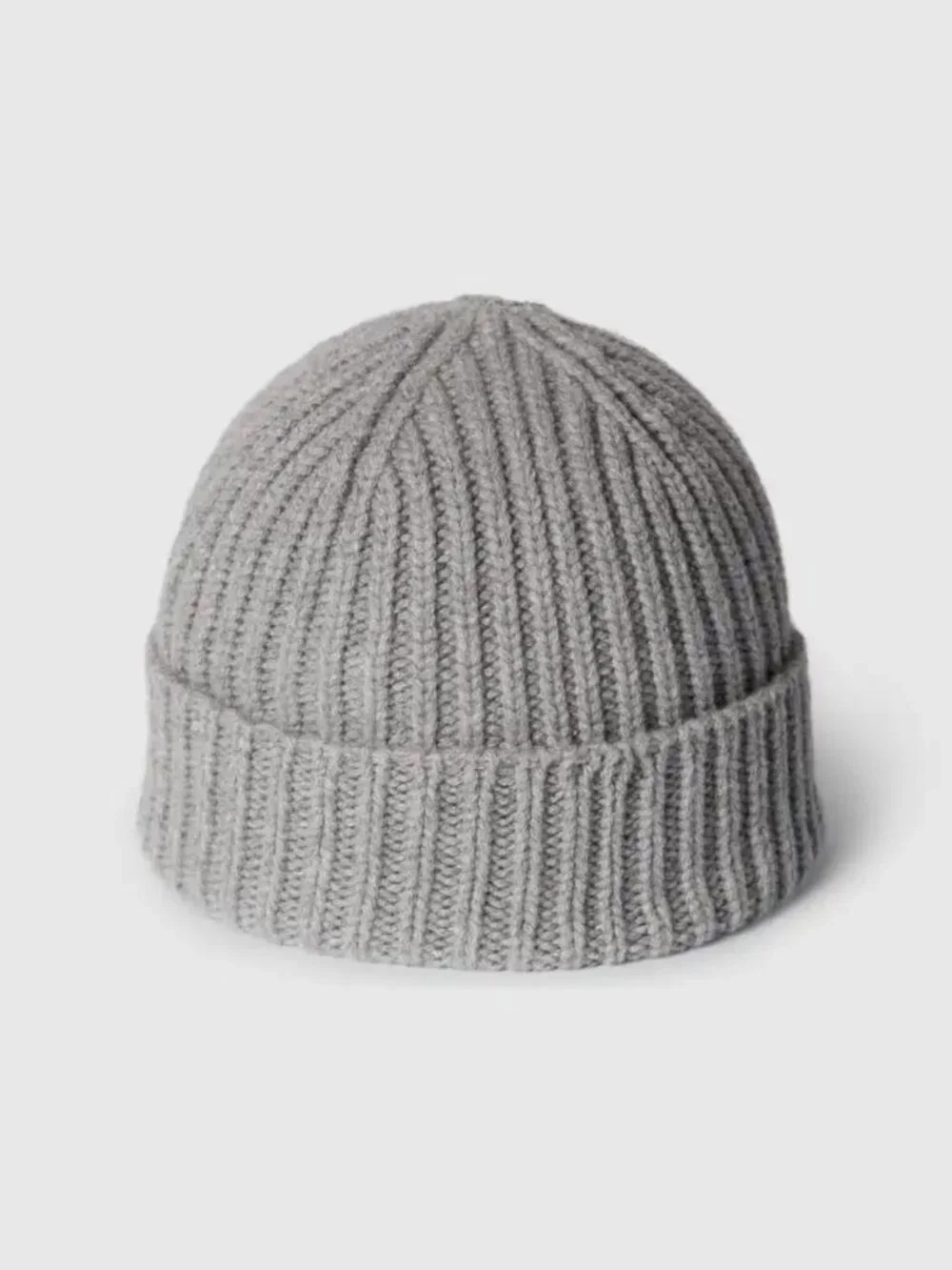 GUCCI HAT GRAY WOOL CASHMERE RIB KNIT LOGO PATCH BEANIE M / MEDIUM / 57CM